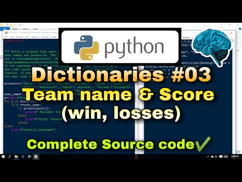 Python DICTIONARY Team name and Score | Win and Losses | Tagalog