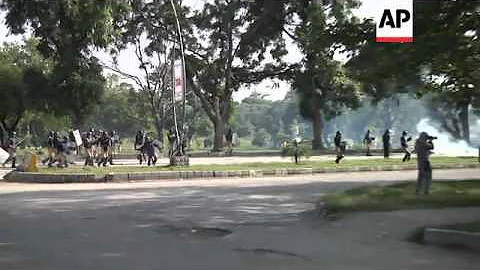 Protesters clash with police during demonstration against anti-Islam film