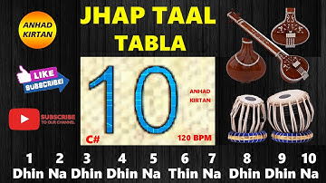 Jhaptaal Tabla Beats for Practice | C# Tanpura 120 bpm
