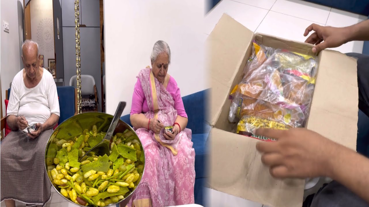 આવેલા પાર્સલ નું સૌથી પહેલું ટેસ્ટીંગ બા - બાપુજી એ કર્યુ | Anand Sata Vlog 581