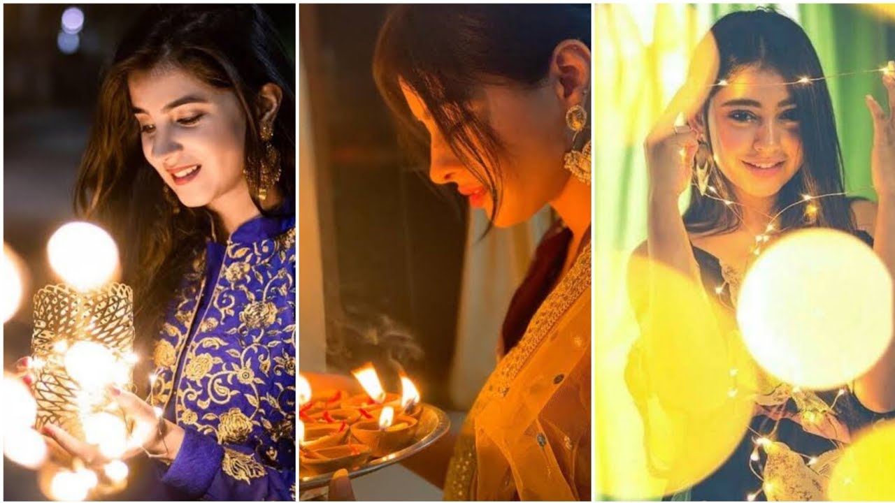different types to pose with diya for diwali. 2021 new poses. #photoposes #girlsposes
