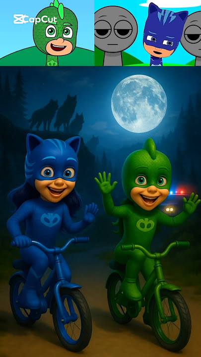 Incredibox Sprunki OC PJ Masks X Gekko Ride Cycle In Real Life!