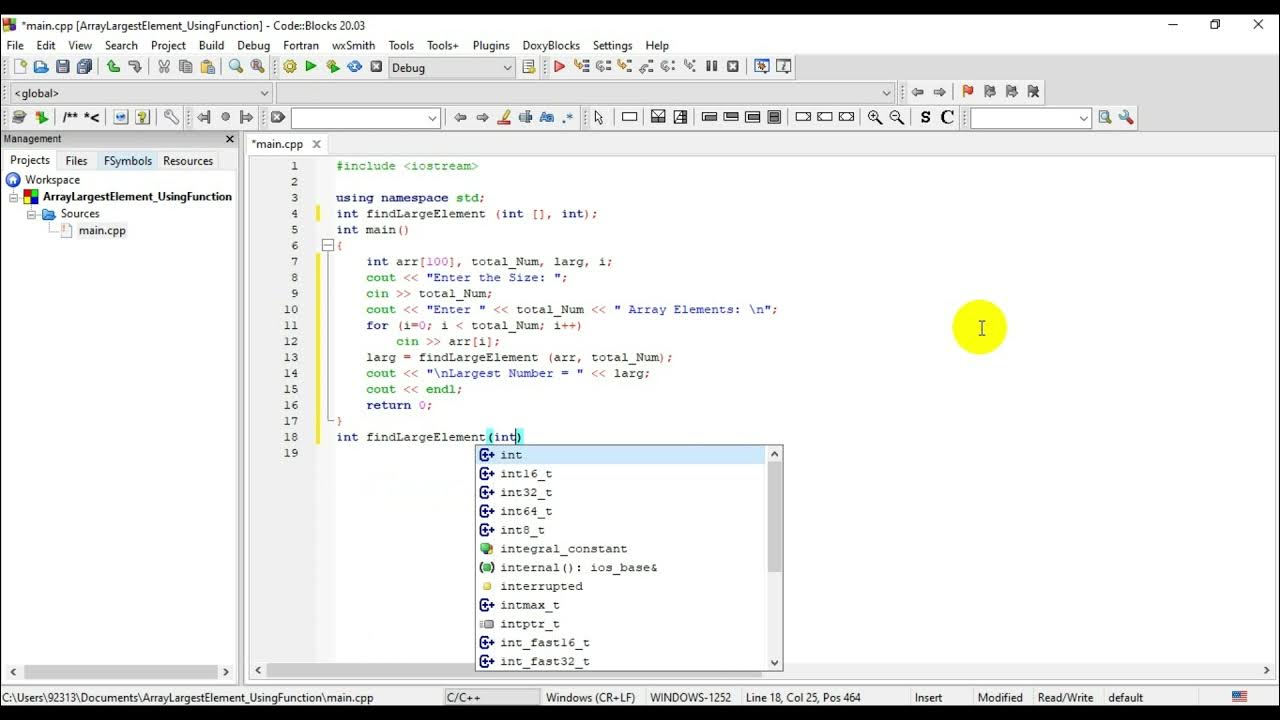 Find Largest Element in an Array using Function - YouTube