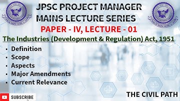 IDRA 1951 & Amendments | Complete Lecture for JPSC Project Manager & JPSC Prelims