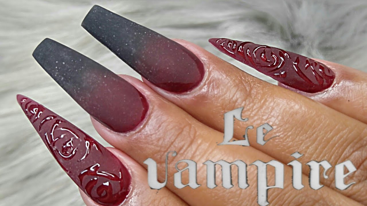 Diseño de Vampiro p/Halloween/tonos Vino/ ombre negro-Vino - thptnganamst.edu.vn