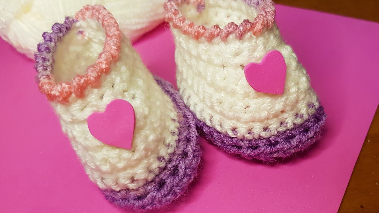 πλεκτά παπουτσάκια με πάτο για μωρά με βελονάκι