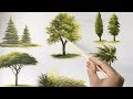 Painting trees with a fan brush  step by step acrylic painting