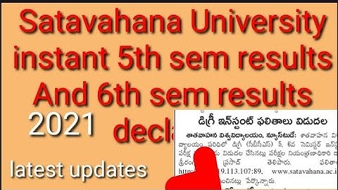 DEGREE RESULTS DECLARED 2021/SATAVAHANA UNIVERSITY DEGREE instant 5th sem and 6th sem Results 2021//