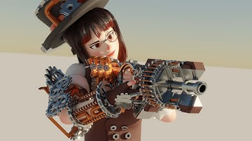 Steampunk Railgun Weapon Showcase | Blender Animation