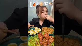 Eating Challenge ( 1kg ramen, 14 half eggs, 6 chicken leg pieces ) | #asmr