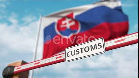 Closing Boom Barrier with CUSTOMS Sign Against the Slovak Flag | Motion Graphics - Envato elements