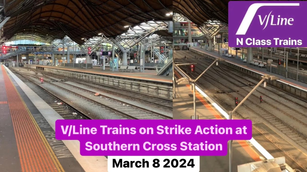 V/Line Trains on Strike Action at Southern Cross Station - YouTube