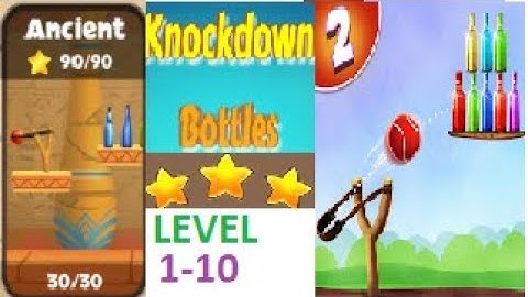 Knock Down Bottles 2 (Bottle Shooting Game 2) ANCİENT Gameplay Level 1 to 10(3 STAR)