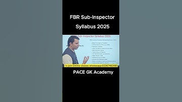 FBR Sub-Inspector Syllabus 2025 | FBR Jobs 2025