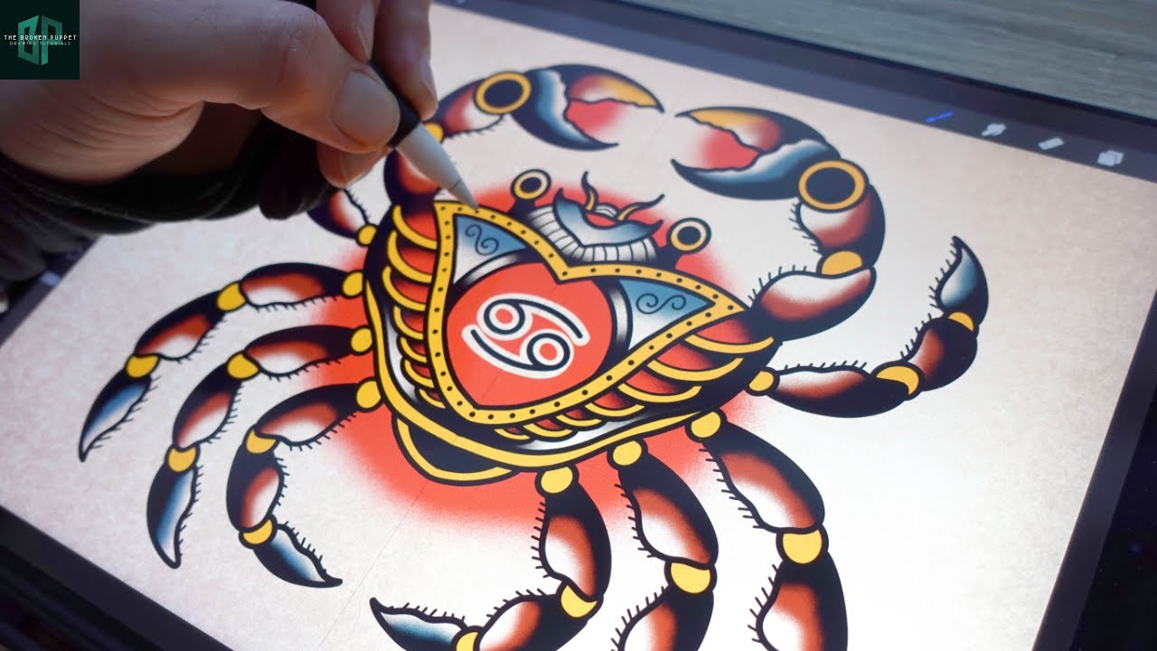 Easy Cancer Crab and How to Draw Out a Tattoo Design of it - YouTube