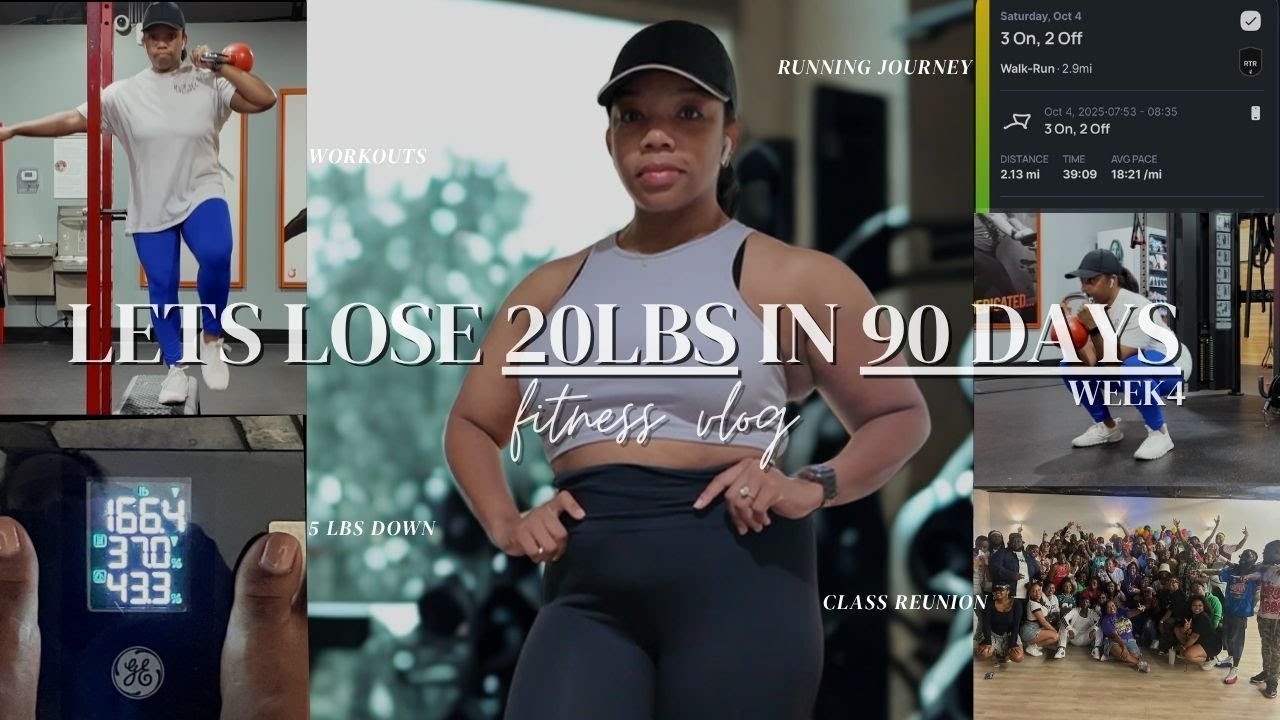 Week 4:Losing 20lbs in 90 days | 5lbs down + running + workout & class reunion | Weekly fitness Vlog