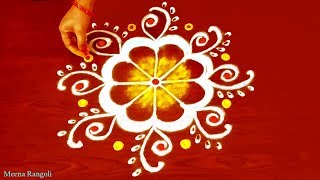 Flower Rangoli design | फूल रंगोली डिजाइन Simple Rangoli Designs for Festivals