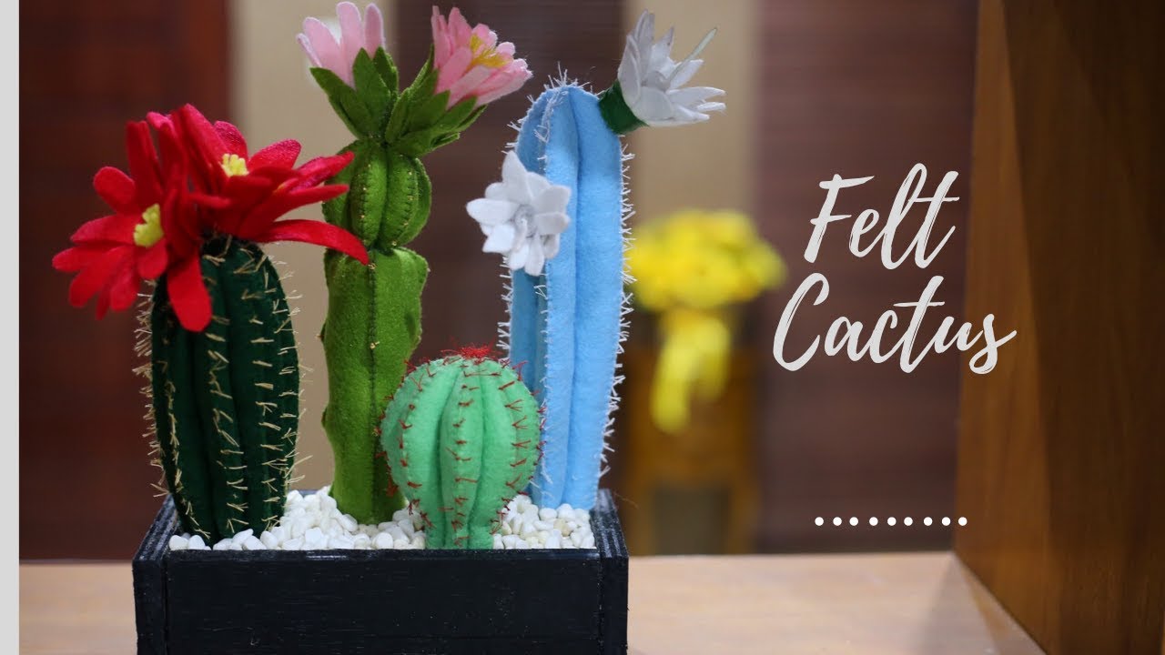 cara membuat kaktus  dari kain flanel  DIY Felt cactus 