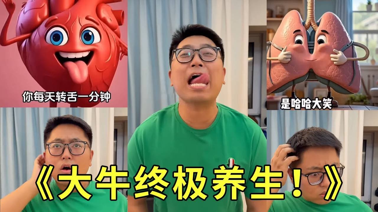 《大牛终极养生！》心肝肺全部练习到了！我就问问除了我还有谁？？就是这个姿势吧有那么一点点奇怪！