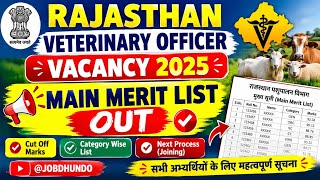 RAJASTHAN VETERINARY OFFICER VACANCY 2025 MAIN MERIT LIST OUT @JOBDHUNDO.