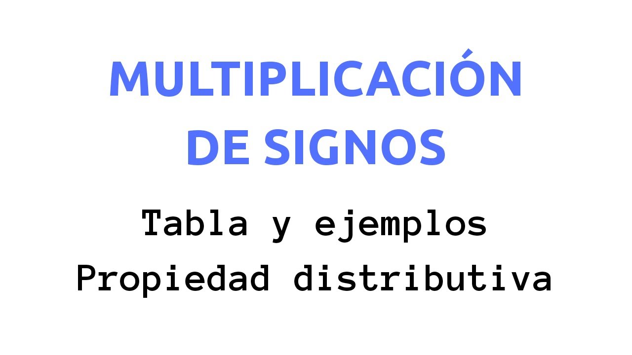 Multiplicación de Signos Tabla Ejemplos Aplicaciones YouTube