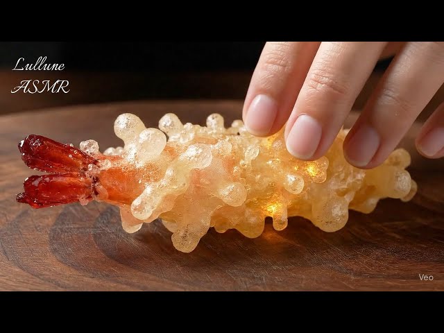 【ASMR】全部透明…クリスタル天ぷらをザクザク切る音が気持ちよすぎる