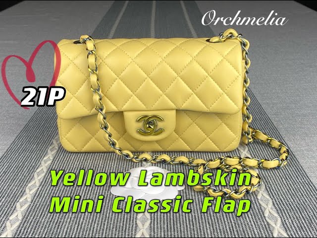 Chanel Vanity Rectangular Top Handle Yellow Lambskin Gold Hardware