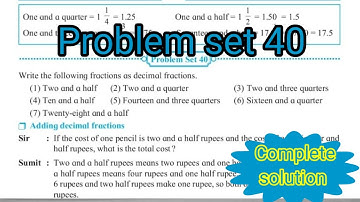 Problem set 40 class 5th maths | Decimal Fractions problem set 40 complete solution