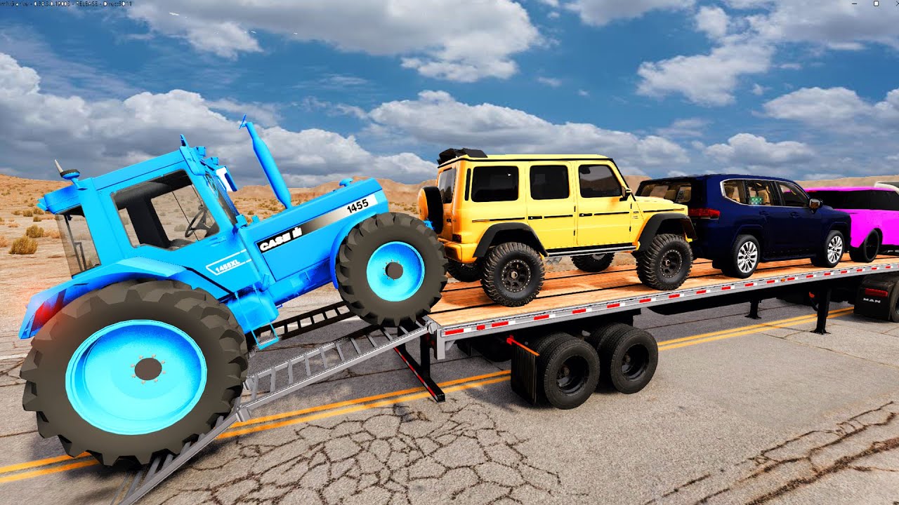 Flatbed Truck McQueen | Transportation with Truck - Pothole vs Car # | BeamNG.Drive Gameplay