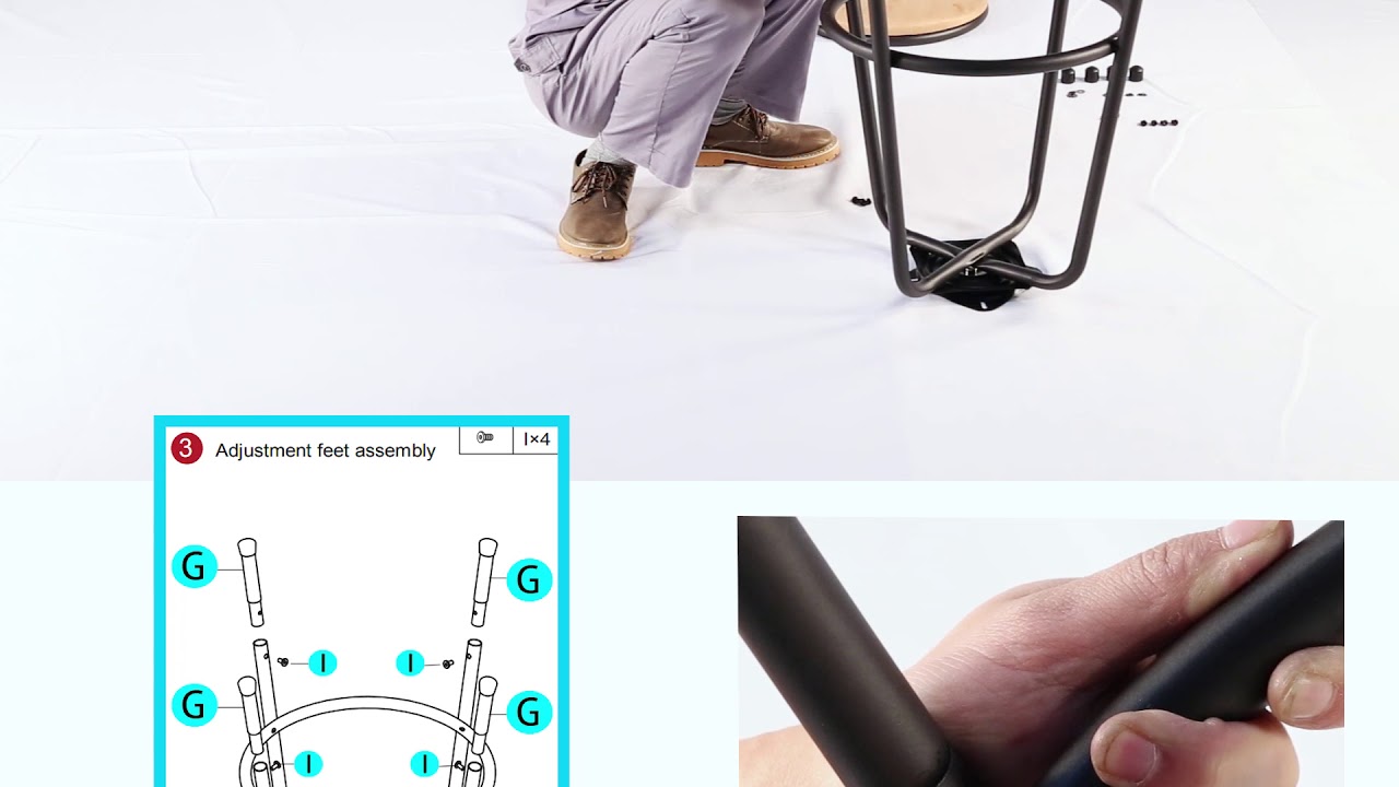 Assembly of VECELO Barstool Bistro Pub Chair-Set of 2