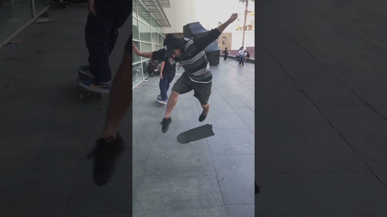 Tre flip with half a skateboard | Skater: Dani Delgado 