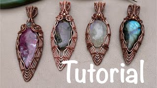 Scalloped edges wire wrapped pendant, easy wire jewelry tutorial 
