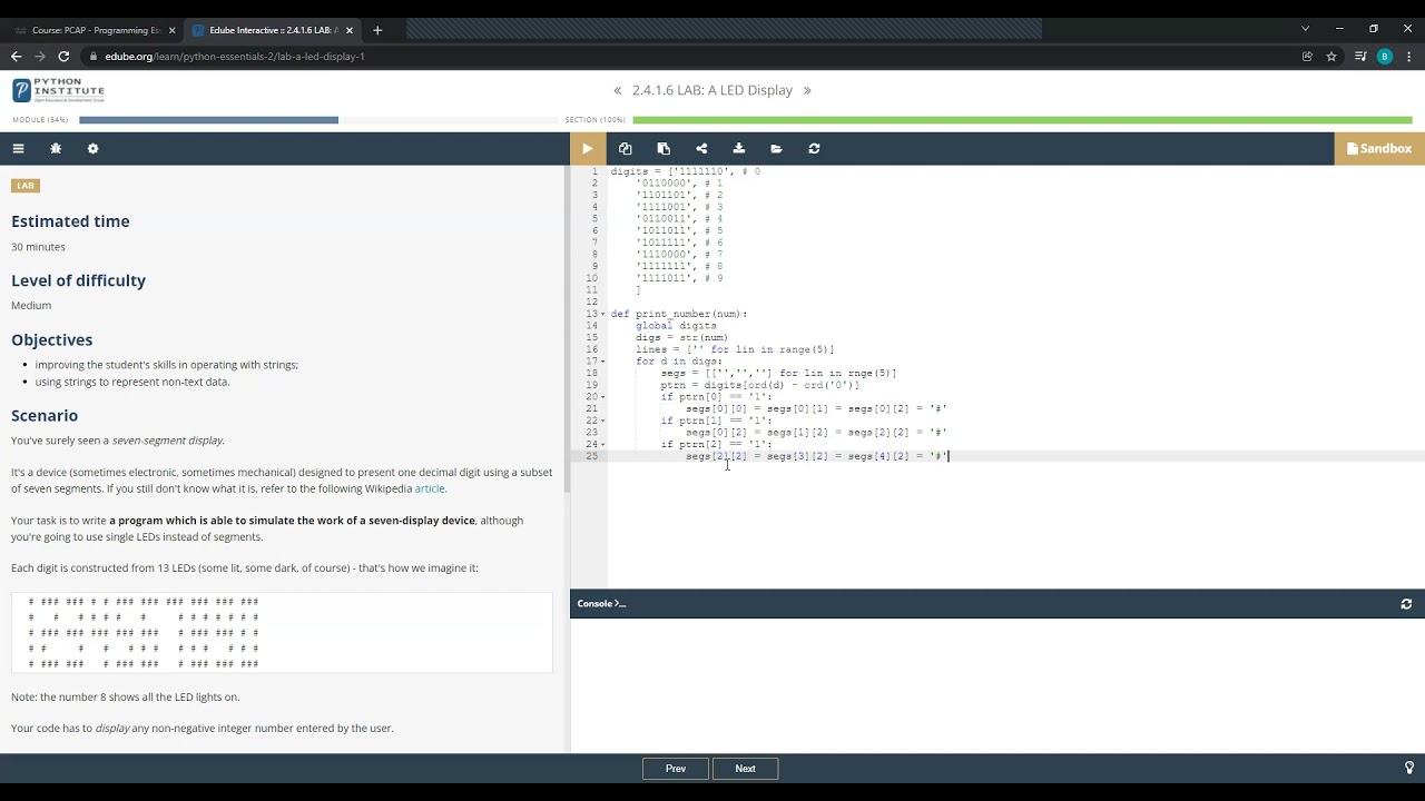 Pyhton Essentials 2 2.4.1.6 LAB: A LED Display - YouTube