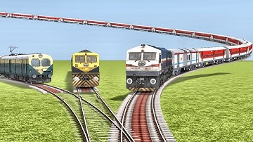 3 TRAINS Crossing Each Other at Bumpy Forked Railroad Tracks | Indian Train Simulator 2025