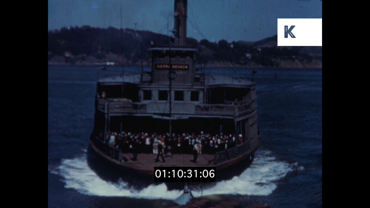 Ferry Arriving in California, 1940s USA in Colour, HD