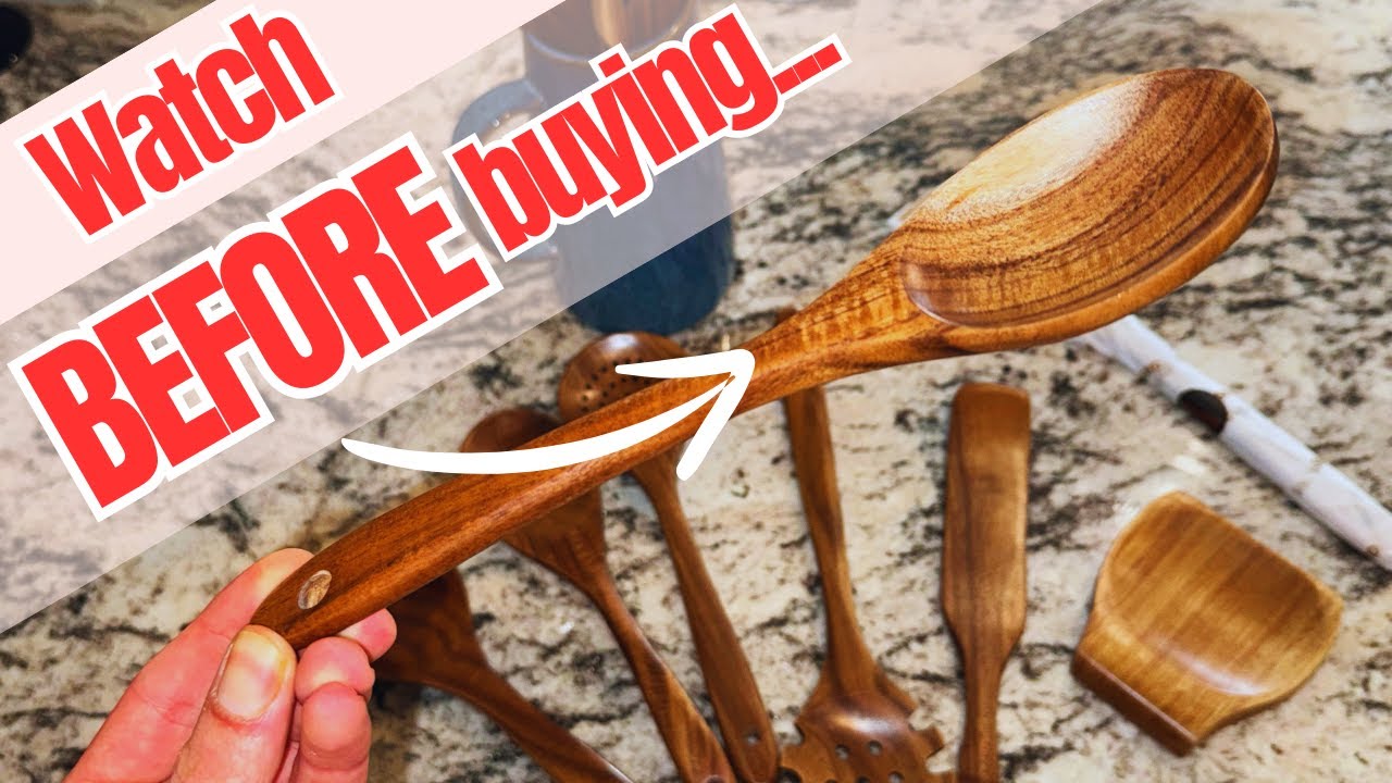 Review of Wooden Spoons for Cooking, 12 Pcs Nonstick Wooden Cooking Utensils Set with Comfort Grip