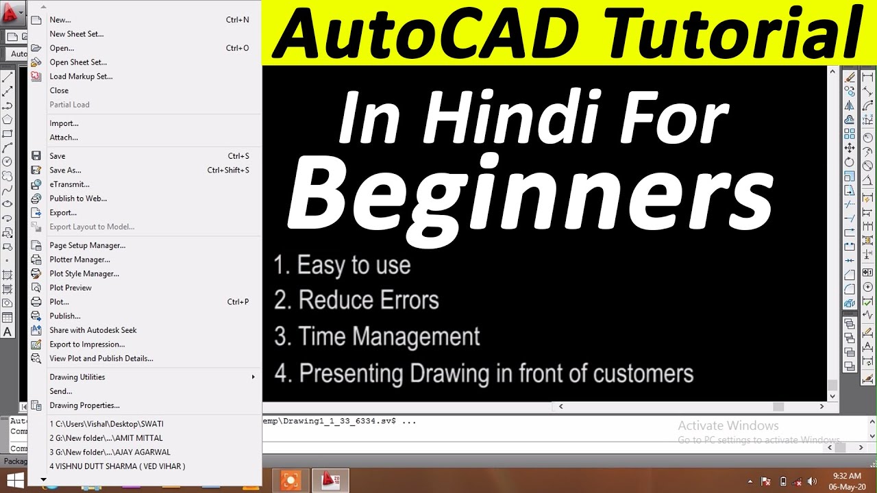 AutoCAD - Complete tutorial for beginners in Hindi || Autocad tutorial ...