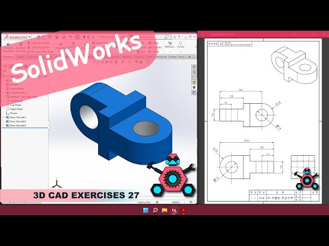 SolidWorks | 3D CAD EXERCISES 27 | StudyCadCam | Solution Tutorial |