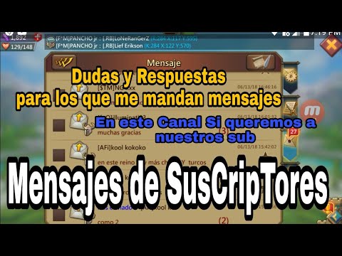 Mensajes de SUSCRIPTORES/Lords Mobile ESP/ DUDAS Y RESPUESTAS A SUSCRIPTORES fernando daniel