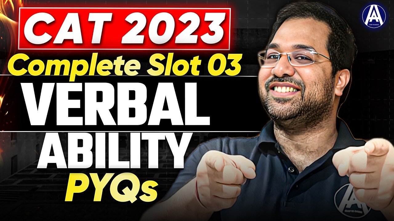 CAT 2026 | Complete VERBAL ABILITY from CAT 2023 Slot 3 Solved LIVE ...