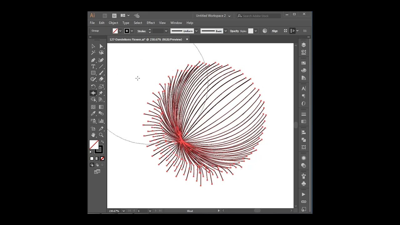 วิธีทำดอกแดนดิไลออนบานใน Illustrator | How to Make Dandelions Flower in Adobe Illustrator 