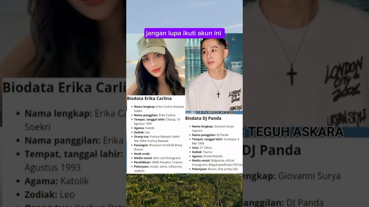 Potret & Biodata Pasangan yang lagi Viral ⁉️ DJ Panda dan Erika Carlina.. 