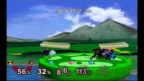 Super Smash Bros Melee Debug Menu Fun - Captain Falcon and Ganondorf on 1-1 Adventure Mode