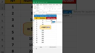How to Calculate Square Root Using SQRT Function in Excel || Excel Tips & Trick || #excel #shorts