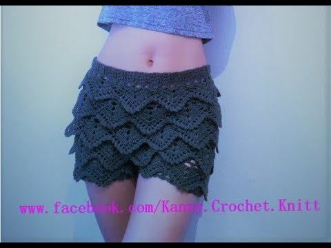 กางเกง ขา สั้น ลาย  Update  Crochet Shorts k2 Part 1โครเชต์ กางเกงถักขาสั้น ลายเกล็ดมัจฉา