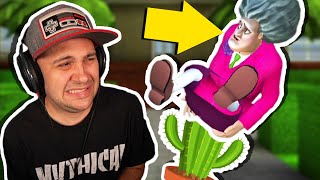 I Made Hello Neighbor's Sister JUMP INTO A CACTUS! (that has to hurt...) | Scary Teacher 3D