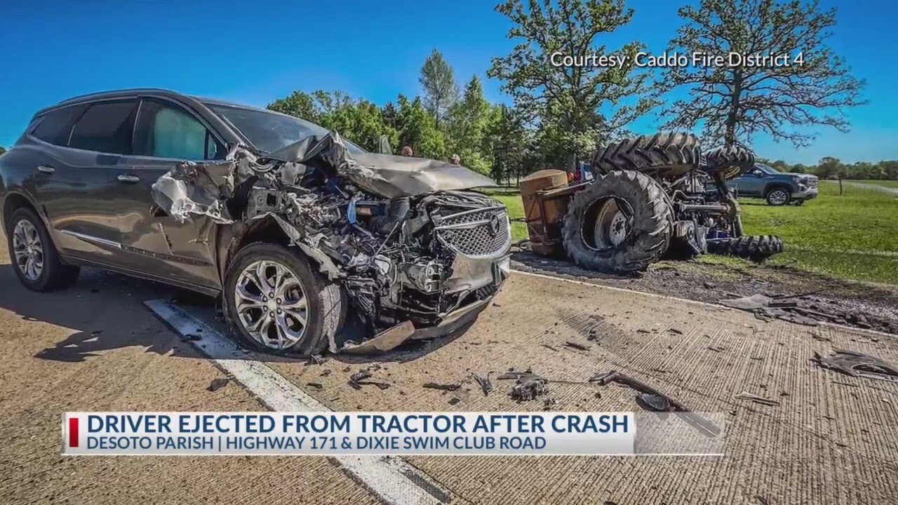 Driver ejected from tractor after crash - YouTube