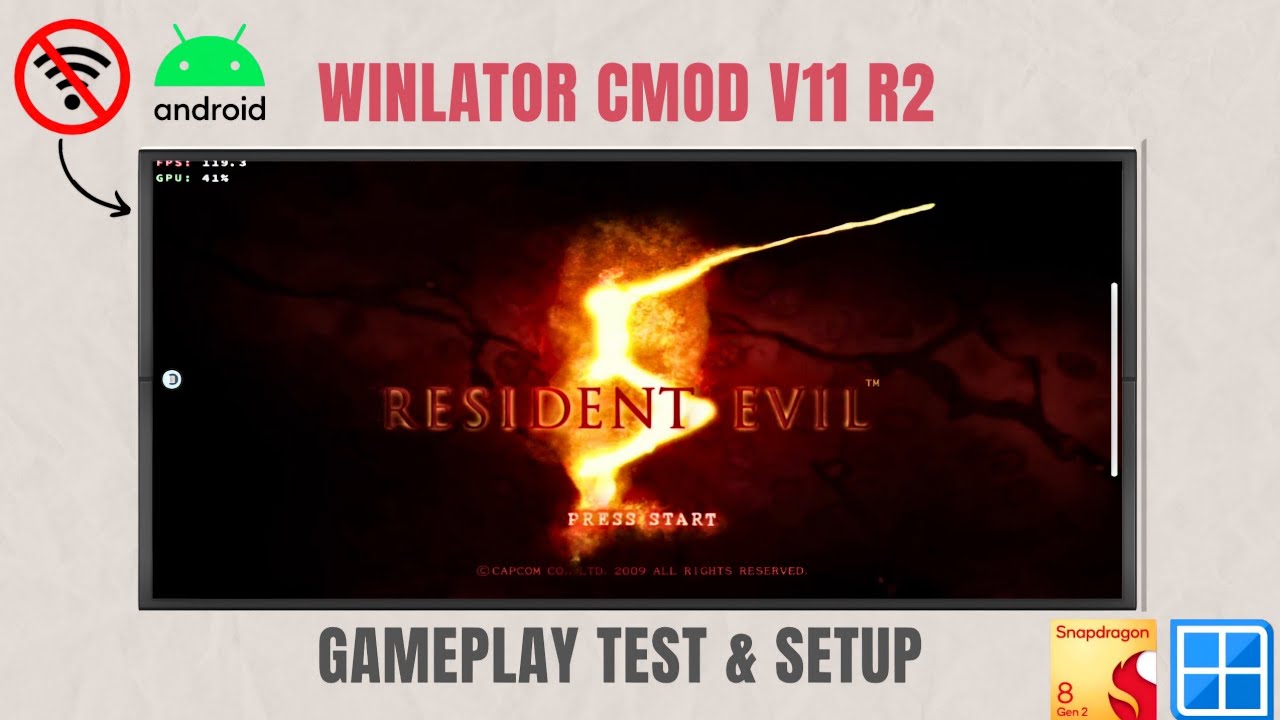 Winlator Cmod v11R2 - Resident Evil 5 | Android Gameplay Test | Pc Emulator | Snapdragon 8gen2