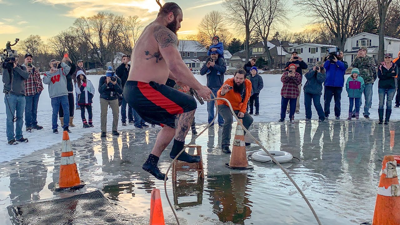 Braun Strowman jumps into a frozen lake for charity