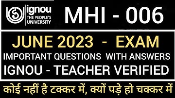 MHI 06 MOST IMPORTANT QUESTIONS JUNE 2023 EXAM | MHI 06 IMPORTANT QUESTIONS JUNE 2023 - MHI 06